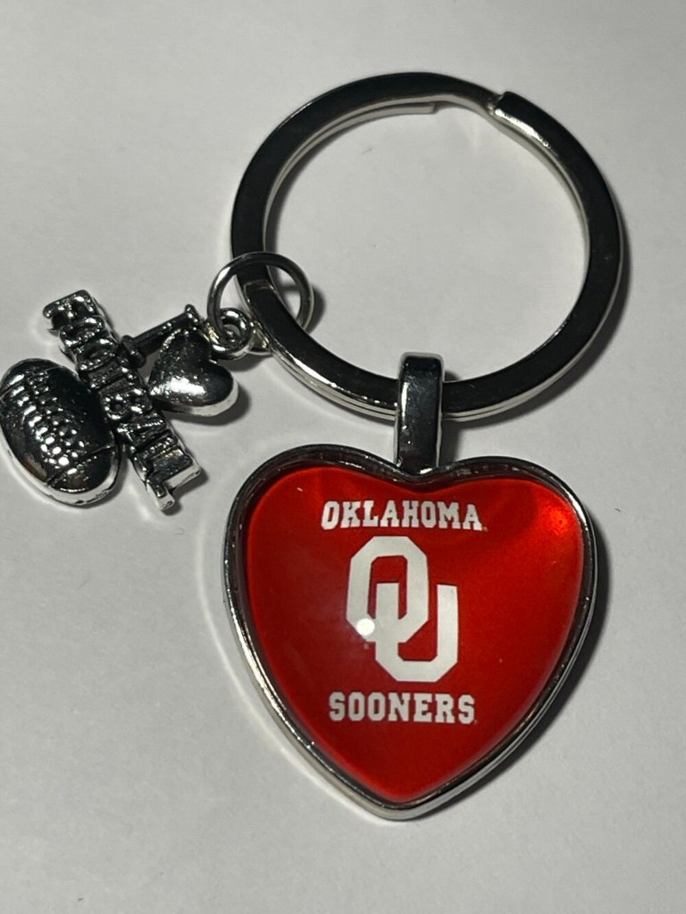 Oklahoma Sooners NCAA I Love Football Keychain NEW!!
